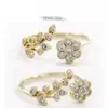 ring women Korean version of fashion temperament diamond ed leaves Ruyi flower open ring index finger ring female8656325