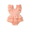 Citgeett Summer Solid 024M born Baby Girl Clothes Ruffle Cotton Romper Sleeveless Jumpsuit Outfit Sunsuit 220707