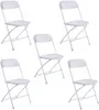 5 pack Plastique blanc pliant chaise pliante intérieure extérieure portable siège commercial empilable avec cadre en acier pour événements Bureau de mariage de mariage Pique-nique cuisine sxjun7