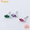 Stud Trustdavis, pendiente de plata de ley 925 auténtica a la moda, dulce elipse CZ, pendiente para mujer, boda, joyería fina S925, regalo DA12781 Kirs22