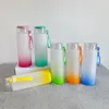 Stock Sublimation Mug Water Bottle 500ml Frosted Glass Water Bottles gradient Blank Tumbler Drink ware Cups SS1102