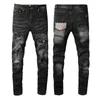 Mens designer jeans för man mager svart rip rock denim smal rak nöd cyklist vit stjärna hip hop motorcykel blå grå avsmalning ripad lång med hål 20SS