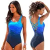 Mujer Mayo Push Up Swimwear Criss Cross Back Beach Bathing Suit Gradient PrintPlavkyセクシーな女性水着220505