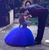 Royal Blue Toddler Flower Girls Abiti per matrimoni Maniche corte Ragazza Birthday Party Dress Ball Gown Little Girls Pageant Wear BA3927