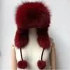 Real Women Fox Fur Hat With Earflap Warm Winter Ladies Thick Real Raccoon Hats New Geunine Fox Fur Cap