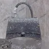 Hourglass Xs Handbag With Rhinestones Crossbody Bag Silver Pink Suede Calfskin Designer Luxury Wallet Purses purse Studded Magnet Closure B Logo Hardware