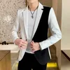 メンズスーツジャケットスプリング韓国青少年トレンドファッションカジュアルストリートウェア高品質のスリムフィットブレザーメンズブランド服220812