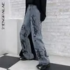 Shengpalae yaz moda ins sokak hiphop baskı yıkama kot pantolon gevşek gündelik denim geniş bacak pantolon kadın 220701