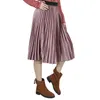 Herfst winter lange rok vrouwen streetwear hoge taille skinny fluwelen vrouwelijke dames geplooid s elegante maxi 220401