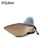 Eilyken Fashion Runway Crystal Stretch Fabric Boots Pointy Toe Overtheknee Heel Heel High Pointed Boot 220813