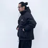 Męskie kurtki dla mężczyzn Mężczyźni multi-kieszeni Japan Streetwear Fashion Outdoor Loose Hooded Cargo Kurtka Cityboy Windbreaker Fat Mężczyzna