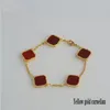 Bracciali firmati in argento Bracciale Van Clover Quadrifoglio in oro 18 carati Ciondolo con amore in oro con diamanti in cristallo per le donne Ragazza Matrimonio Festa della mamma Gioielli logo originale