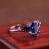 Wedding Rings Tear Drop Women Ring With Bright Blue Purple Stone Engagement Pear Shaped Water Jewelry RingWedding