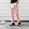 남성 바지 ZK 2022 포켓화물 하렘 망 캐주얼 조깅 헐렁한 리본 전술 바지 Harajuku Streetwear 힙합