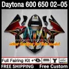 Daytona650 Daytona600のOEMボディ2002-2005ボディワーク7DH.209 Daytona 650 600 CC 600cc 650cc 02 03 04 05 Daytona 600 2002 2004 2005 ABSフェアリングキットシルバーブラック