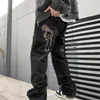 Męskie dżinsy Workowate męskie Y2K Projektant mody Czarne spodnie z nadrukiem w gwiazdy Doły Streetwear Casual Niski stan Luźne proste spodnie dżinsoweMęskie