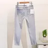 Chándales de mujer Amolapha mujeres 3D flores bordado con cuentas camiseta Jeans pantalón conjunto señora niñas Casual suelta ropa de mezclilla traje de mujer