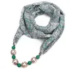 Perles pendeloque bijoux écharpes pendentifs imprimer collier de mousseline de mousseline écharpes de coeur design coût en gros
