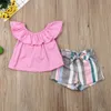 Baby Sommer Kleidung Mode Kleinkind Mädchen Kind Kleidung Sets Off Schulter Tops Bunte Gestreifte Hosen Outfits Set 1 6Y 220620