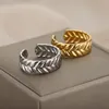 Cluster Rings Metal Tree Leaf Opening For Women Rostfritt st￥l Geometri Justerbar fingerring Trend Par Br￶llopsmycken Giftkluster