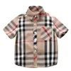 Plaid Fashion Toddler Kids Boy Summer Short Sleeve Shirt Designer Button Shirt Tops Clothes 28 Y241q5583356