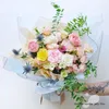 20pcs / lot bordure dorée rose papier d'emballage floral style coréen semi-transparent emballage cadeau fleuriste bouquet de fleurs 220610226b
