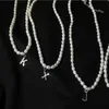 Ketten Süßwasserperlen Aphabet 26 Buchstaben Anhänger Halsketten für Frauen Zierliche Boho Edelstahl Zirkon Initial Halskette GirlChains