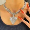 Hangende kettingen hiphop verharde strass diamant vorm ketting voor vrouwen mannen ijskoud crystal chunky Cubaanse ketting sieraden cadeau