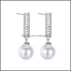 Dangle Lustre Boucles D'oreilles Bijoux Nouveau Cubique Zircone Perle Larme De Mariage Boucle D'oreille Pour Les Mariées Femmes Partie Platine Plaqué Drop Delivery