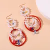 Multicoloured Pearl Hoop Earrings For Women Fashion Colorful Transparent Acrylic Beads Long Dangle Earrings Jewelry