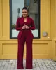 Plus Size Kobiety Blazer Garnitury Moc Slim Fit Stretch Drogi Wieczorowe Szata Outfit Wedding Nosić 2 sztuki