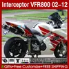 Bodywork For HONDA Interceptor VFR800 VFR 800 RR CC 800RR 02-12 Bodys 129No.28 White red new 800CC VFR800RR 02 03 04 05 06 07 VFR-800 2002 2008 2009 2010 2011 2012 Fairing