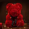 Flores decorativas Guirnaldas 25 cm Teddy Rose Bear Boda artificial Corazón Decoración Hogar Fiesta de San Valentín Novia Aniversario GiftDecora