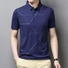 Summer Men's Short-sleeved Polo Shirt Business Lapel T-shirt Casual Professional Geometric Print Dress 220504