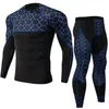 Heren tracksuits heren elastische tweedelige set casual fitness t-shirts snel drogende tops broek suit winter warme sport heren formele slijtage set