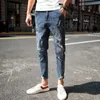 Mäns jeans Autumn Men's Ripped Ninth Pants Slim Montering Ankle-bundna Tappered Student Korean Style Fashion Pantsmen's