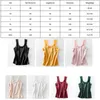 Sprzedaż Sexy Koronki Tank Top Kobiety Summer Casual Satin Silk Vest Backless Lace-up Basic Tops Black Bez Rękawów Camisole T-shirt 220318