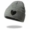 Custom Knit Hats Heart Shaped Embroidery Cute Warm Thicken Beanie Hat Women Wool Knit Hats for Winter