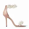 Excellent Quality Summer Brand Maisel Sandals Shoes Women Pearl Embellished High Heels Ankle Strap Elegant Party Wedding Dress Gladiator