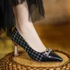 Kleid Schuhe Zwart Metalen Gesp Stiletto Hoge Hakken Women 6cm Wees Teen Elegante Jurk Avondfeest 220425