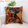 Taie d'oreiller fille africaine dame peinture à l'huile coussin décoratif femmes noires maison art décoration canapé jeter taie d'oreiller couverture en lin 220714