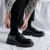 Homme japon Harajuku coréen Streetwear mode affaires mariage en cuir chaussure hommes semelle haute plate-forme chaussures en cuir décontractées 220727