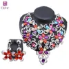 Women's Elegant Austrian Crystal Statement Flower Necklace Earrings Party Gift Jewelry Set For Wedding Dress