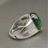 Bague argent femmes bijoux émeraude pierres précieuses Jade ovale vert Jade réglable pierre jaspe anneaux