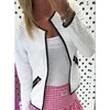 Jaquetas femininas jaqueta de primavera feminina moda moda color de bolso zíper casual 3 cores Cardigan slim slim fit