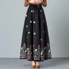 Kjolar Mamma Elegant Broderad Maxi Plisserad kjol Dam Plus Size Vinter Varm Ylle Lång Dam Hög midja Casual Ull Kontor SaiaKjolar