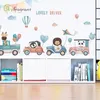 Cartoon Animals Driving Wall Stickers For Kids Room Bedroom Living Room Background Wall Decoration Home Decor Corner Sticker 220510