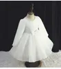 Abiti da ragazza perle in pizzo bianco vestito da bambina grande abito da bambino nata da matrimonio per la festa di compleanno per principessa abiti da battesimo per bambini