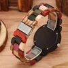 Montres-bracelets multicolore bambou bracelet montre dame femme quartz analogique montre-bracelet cerf wapiti cadran horloge femme bracelet en bois cadeaux R