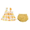 Girls Summer Cotton Mini Dress PP Shorts 2pcs Set Spädbarnskläder outfit modetryck babykläder för tjej 220607